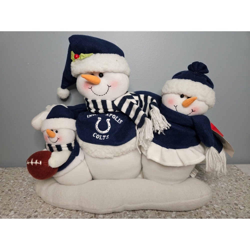 NFL Indianapolis Colts Snowman Family Plush Blue White Christmas Decor